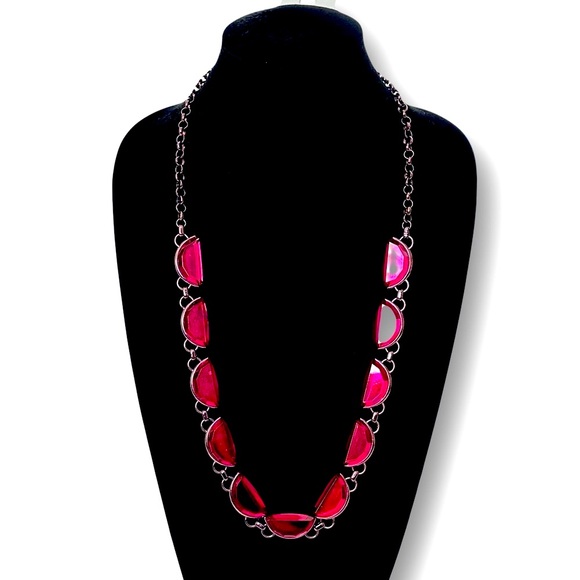 COLDWATER CREEK | Magenta Crescent Crystal Statement Necklace | NWT - Picture 1 of 8